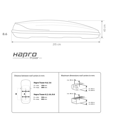  Автомобильный бокс Hapro Traxer 8.6 серый матовый компании RackWorld